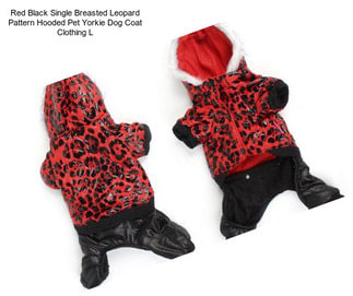 Red Black Single Breasted Leopard Pattern Hooded Pet Yorkie Dog Coat Clothing L