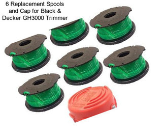 6 Replacement Spools and Cap for Black & Decker GH3000 Trimmer