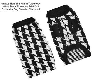 Unique Bargains Warm Turtleneck White Black Rhombus Print Knit Chihuaha Dog Sweater Clothes S