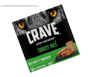(11 Pack) CRAVE Grain Free Adult Canned Wet Dog Food Turkey Pate, 12.5 oz. Can