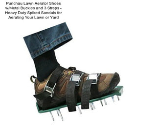 Punchau Lawn Aerator Shoes w/Metal Buckles and 3 Straps - Heavy Duty Spiked Sandals for Aerating Your Lawn or Yard