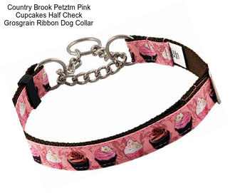 Country Brook Petztm Pink Cupcakes Half Check Grosgrain Ribbon Dog Collar