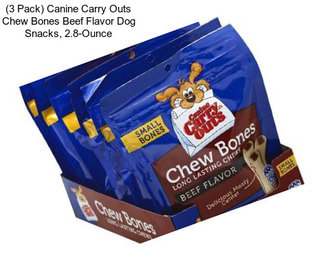 (3 Pack) Canine Carry Outs Chew Bones Beef Flavor Dog Snacks, 2.8-Ounce