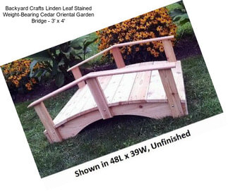Backyard Crafts Linden Leaf Stained Weight-Bearing Cedar Oriental Garden Bridge - 3\' x 4\'