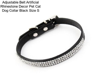 Adjustable Belt Artificial Rhinestone Decor Pet Cat Dog Collar Black Size S