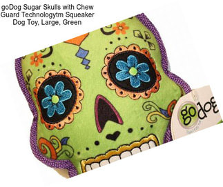 GoDog Sugar Skulls with Chew Guard Technologytm Squeaker Dog Toy, Large, Green