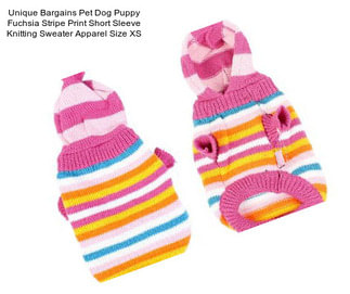 Unique Bargains Pet Dog Puppy Fuchsia Stripe Print Short Sleeve Knitting Sweater Apparel Size XS