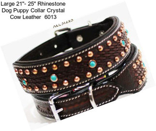 Large 21\'\'- 25\'\' Rhinestone Dog Puppy Collar Crystal Cow Leather  6013