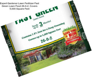 Expert Gardener Lawn Fertilizer Fast Green Lawn Food 26-0-2, Covers 5,000 Square Feet