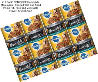 (11 Pack) PEDIGREE Homestyle Meals Adult Canned Wet Dog Food Prime Rib, Rice and Vegetable Flavor, 13.2 oz. Can