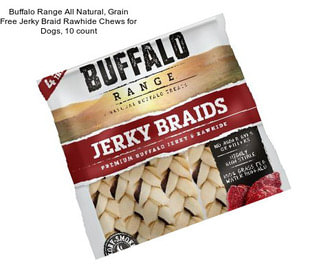 Buffalo Range All Natural, Grain Free Jerky Braid Rawhide Chews for Dogs, 10 count