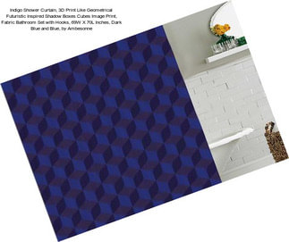 Indigo Shower Curtain, 3D Print Like Geometrical Futuristic Inspired Shadow Boxes Cubes Image Print, Fabric Bathroom Set with Hooks, 69W X 70L Inches, Dark Blue and Blue, by Ambesonne