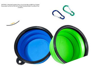 EATOP INC Collapsible Dog Bowl 2 Pack, Food Grade Silicone BPA Free, Foldable Expandable Cup Dish for Pet Cat Food Water Feeding Portable Travel Bowl (Free Carabiner)