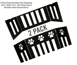 2 Pack Dog Pet Gate Free Standing 48 in. Wide 19 in. Tall Three Panel Wooden Paw Accent Decor