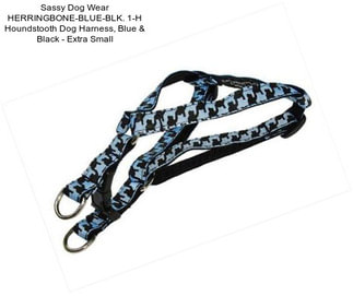 Sassy Dog Wear HERRINGBONE-BLUE-BLK. 1-H Houndstooth Dog Harness, Blue & Black - Extra Small
