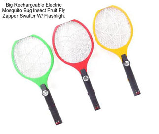 Big Rechargeable Electric Mosquito Bug Insect Fruit Fly Zapper Swatter W/ Flashlight