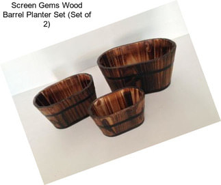 Screen Gems Wood Barrel Planter Set (Set of 2)