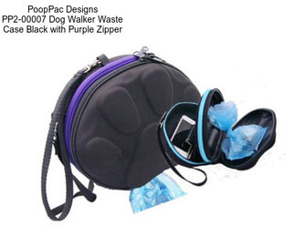 PoopPac Designs PP2-00007 Dog Walker Waste Case Black with Purple Zipper