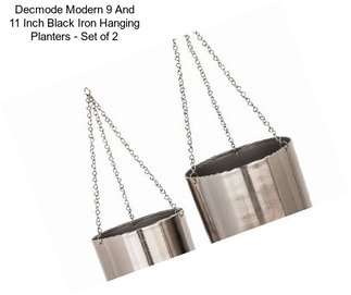 Decmode Modern 9 And 11 Inch Black Iron Hanging Planters - Set of 2