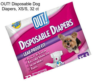 OUT! Disposable Dog Diapers, XS/S, 32 ct