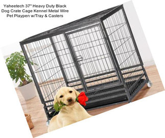 Yaheetech 37\'\' Heavy Duty Black Dog Crate Cage Kennel Metal Wire Pet Playpen w/Tray & Casters