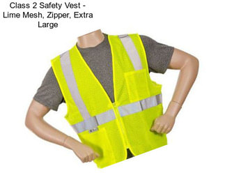 Class 2 Safety Vest - Lime Mesh, Zipper, Extra Large