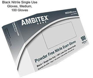 Black Nitrile Single Use Gloves, Medium, 100 Gloves