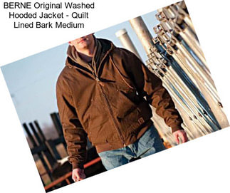 BERNE Original Washed Hooded Jacket - Quilt Lined Bark Medium