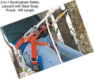2-in-1 Buckingham Safety Lanyard with Steel Snap Prusik, 10ft Length