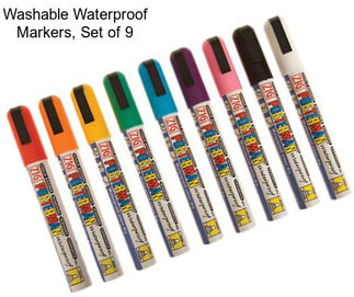 Washable Waterproof Markers, Set of 9