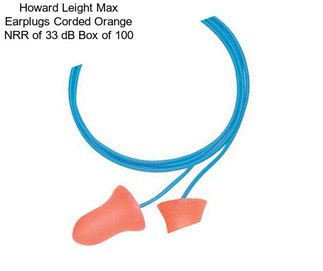 Howard Leight Max Earplugs Corded Orange NRR of 33 dB Box of 100