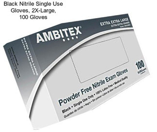 Black Nitrile Single Use Gloves, 2X-Large, 100 Gloves