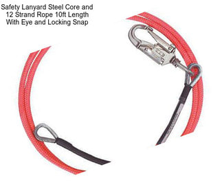 Safety Lanyard Steel Core and 12 Strand Rope 10ft Length With Eye and Locking Snap