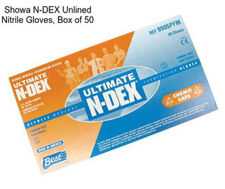 Showa N-DEX Unlined Nitrile Gloves, Box of 50