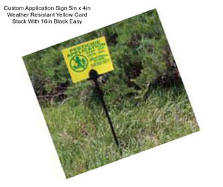 Custom Application Sign 5in x 4in Weather Resistant Yellow Card Stock With 16in Black Easy