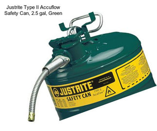 Justrite Type II Accuflow Safety Can, 2.5 gal, Green