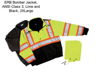 ERB Bomber Jacket, ANSI Class 3, Lime and Black, 2XLarge