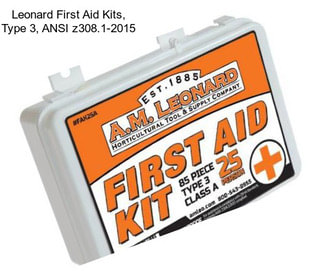 Leonard First Aid Kits, Type 3, ANSI z308.1-2015