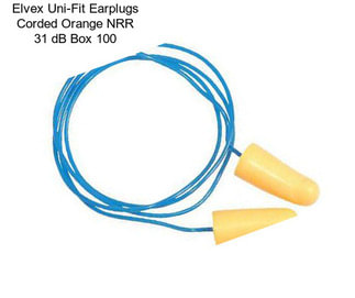 Elvex Uni-Fit Earplugs Corded Orange NRR 31 dB Box 100