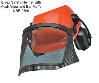 Elvex Safety Helmet with Mesh Visor and Ear Muffs NRR 27db