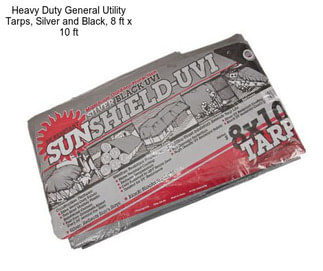 Heavy Duty General Utility Tarps, Silver and Black, 8 ft x 10 ft