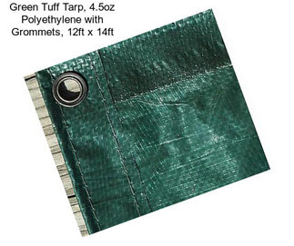 Green Tuff Tarp, 4.5oz Polyethylene with Grommets, 12ft x 14ft