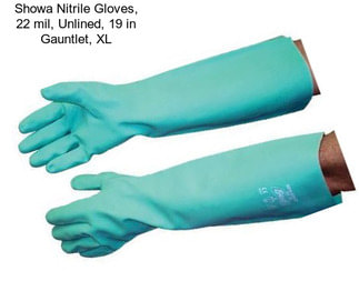 Showa Nitrile Gloves, 22 mil, Unlined, 19 in Gauntlet, XL