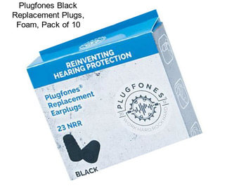 Plugfones Black Replacement Plugs, Foam, Pack of 10