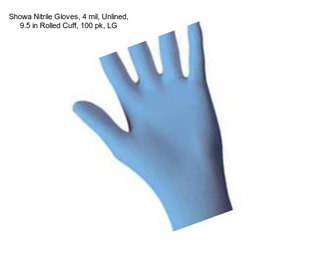 Showa Nitrile Gloves, 4 mil, Unlined, 9.5 in Rolled Cuff, 100 pk, LG