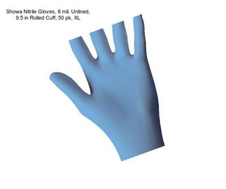 Showa Nitrile Gloves, 8 mil, Unlined, 9.5 in Rolled Cuff, 50 pk, XL