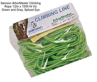 Samson ArborMaster Climbing Rope 1/2in x 150ft Hi Viz Green and Gray, Spliced Eye