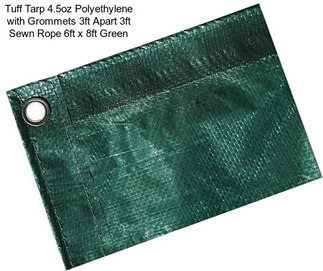 Tuff Tarp 4.5oz Polyethylene with Grommets 3ft Apart 3ft Sewn Rope 6ft x 8ft Green