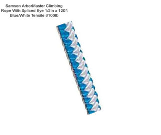 Samson ArborMaster Climbing Rope With Spliced Eye 1/2in x 120ft Blue/White Tensile 8100lb