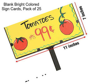 Blank Bright Colored Sign Cards, Pack of 25